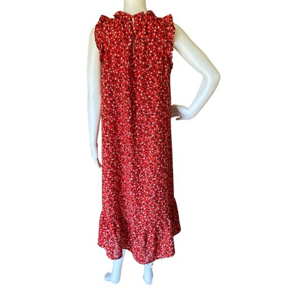 Who What Wear Ruffle Hem Floral Vine Print Midi Dress Size Small - Picture 3 of 7